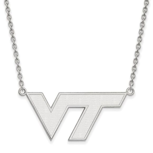 Sterling Silver Virginia Tech Large 'VT' Pendant Necklace